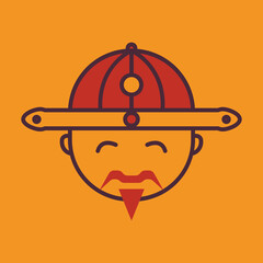 People icon illustration Chinese and japan. icon related to lunar new year. asian traditional. Flat icon style. Simple vector design editable