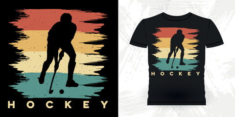 Funny Sports Hockey Player Gift Retro Vintage Hockey T-shirt Design 