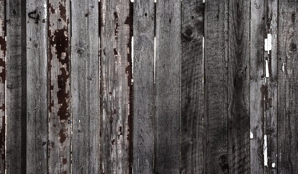 Damaged Old Wood Fence. Seamless Texture. Grunge Style. Black and white