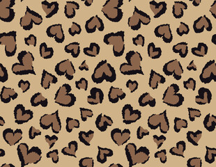 leopard print from hearts vector trendy animal seamless pattern