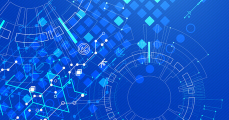 Abstract technology concept. Circuit board, high computer color background. Vector illustration with space for content, web - template, business tech presentation.