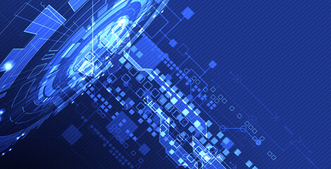 Abstract technology concept. Circuit board, high computer color background. Vector illustration with space for content, web - template, business tech presentation.