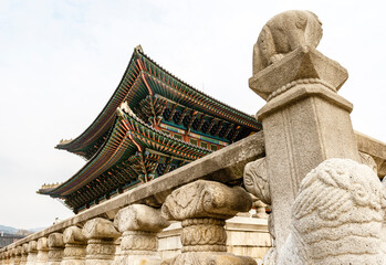 Naklejka premium Exterior of the Gyeongbokgung palace in Seoul, South Korea, Asia