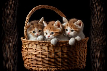 Fototapeta na wymiar Kittens In A Basket. Generative AI