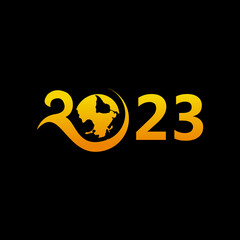 as 2023 new year logo with earth concep