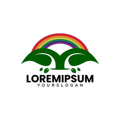 Fototapeta premium rainbow leaf logo design vector