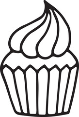 Cupcake line icon. Cream swirl muffin dessert