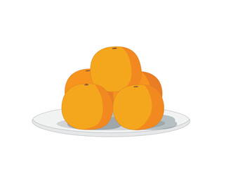 orange fruit in the plate on white background. chinese new year or lunar new year concept. illustration vector