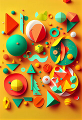 Abstract and colorful 3D shapes