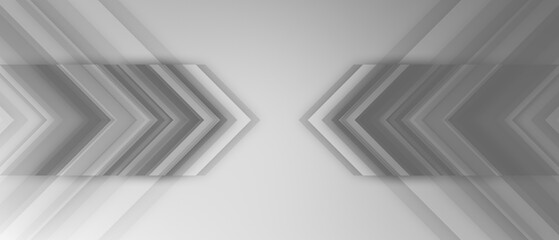 Technology banner design with white and grey arrows