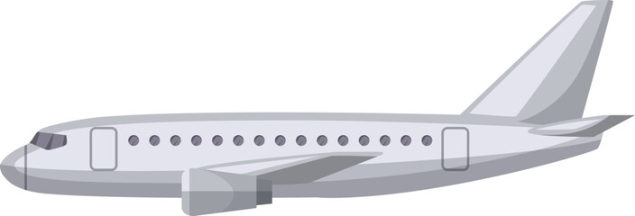 Airplane side view. Cartoon passenger jet icon
