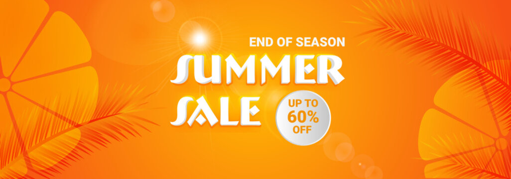 Summer sale banner vector illustration or Summer sale lettering template banner, top view of summer beach waves background