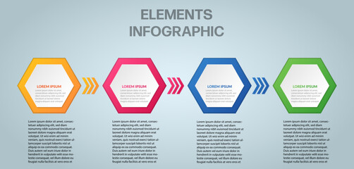 Business Infographic. Infographic design template. The Infographic hexagons can be used for workflow layouts, diagrams, banners, and Web design. Vector illustration Timeline infographics design