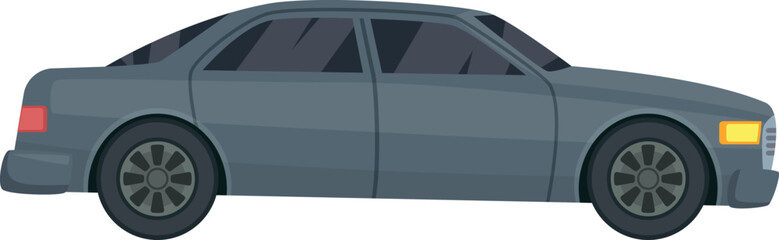 Gray sedan side view. Urban car cartoon icon