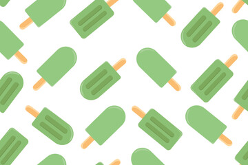 Seamless pattern of ice cream. Vector illustration on a white background.