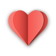 Isolated paper cut heart. Transparent background. PNG illustration