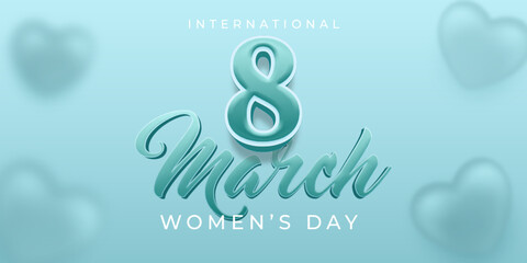 International women's day horizontal banner with editable text 3d style