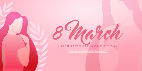 march 8th international happy womens day banner editable text 3d shine font style