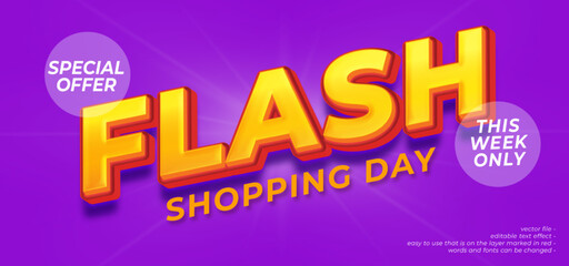 Naklejka na ściany i meble 3d style modern editable text flash sale shopping day