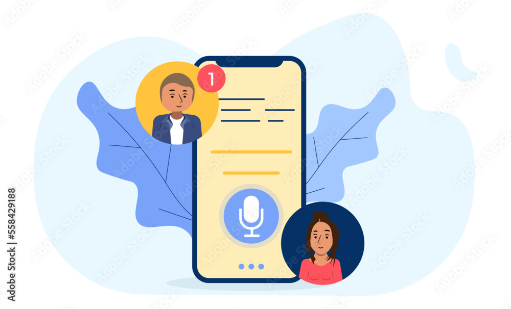 Poster Concept with people message chatting in a flat design