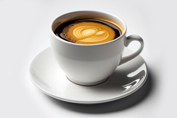 Close up white cup of black coffee isolated on white background with clipping path. Mug cup of latte.