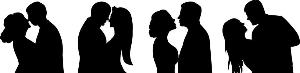 set portrait man and woman silhouette design vector isolated