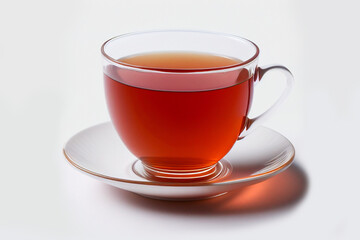 Mug with tea, glass of Turkish tea, cup of tasty tea isolated on white background. 