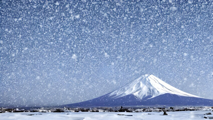 富士山　冬の風景　日本の四季