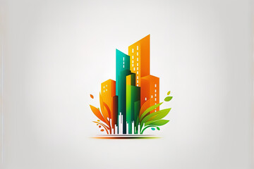 Fototapeta premium building logo contemporary and inventive city apartment business logo. Generative AI