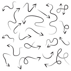 Hand drawn arrows set.Black and white colors. Vector illustration.