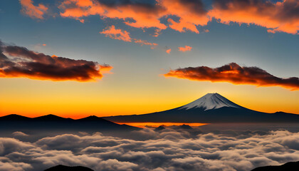 富士山　日の出　風景