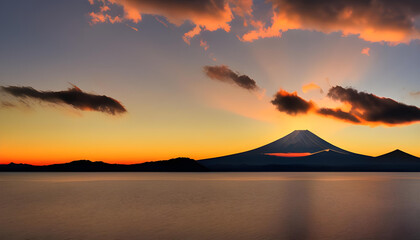 富士山　日の出　風景