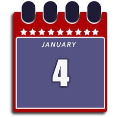 calendar showing date 4 january