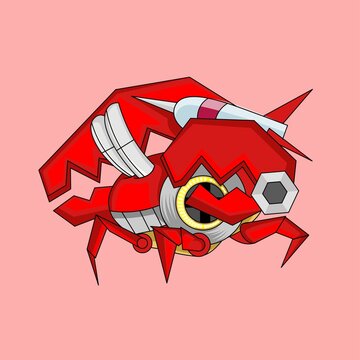 Illustration Vector Graphic Of Crab Robot With Missile Ready To Fight