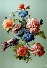 a set of floral flowers as wallpaper