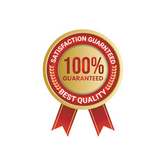 100 Satisfaction Guaranteed Golden Medal Label Icon