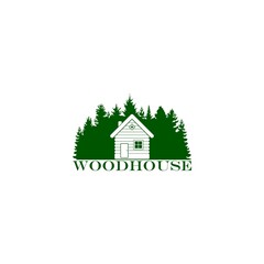 Logo wooden house isolated on white background