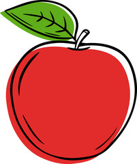 Illustration of a ripe red apple in a contour style.