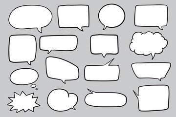 Hand drawn speech bubbles collection. Vector illustration