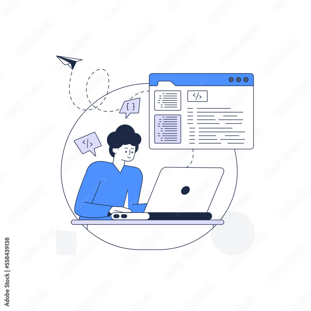 Canvas Prints modern outline illustration of a developer