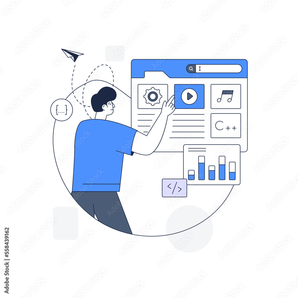 Wall mural modern outline illustration of a programming