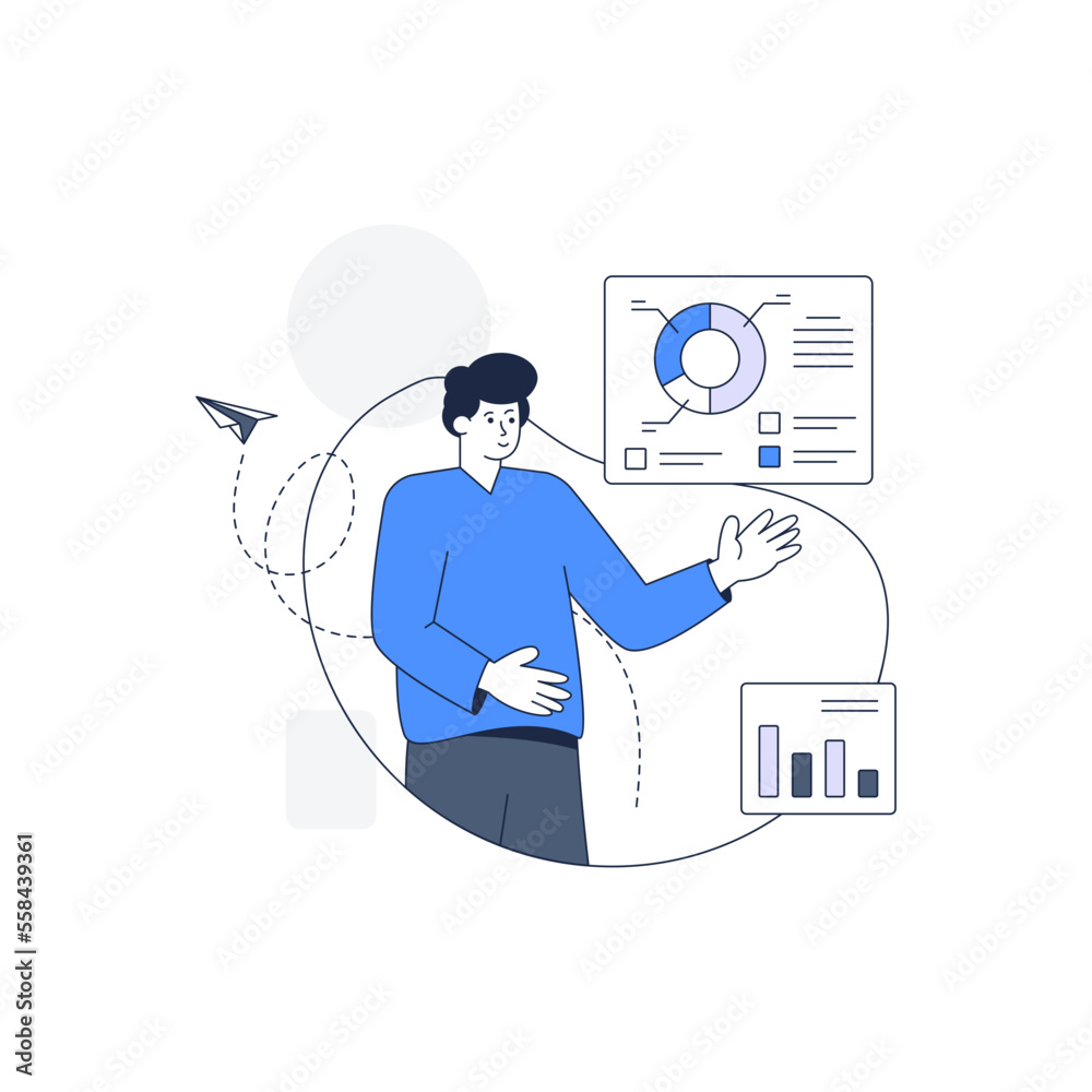 Canvas Prints data analyst man in outline illustration design