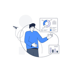 Data analyst man in outline illustration design 