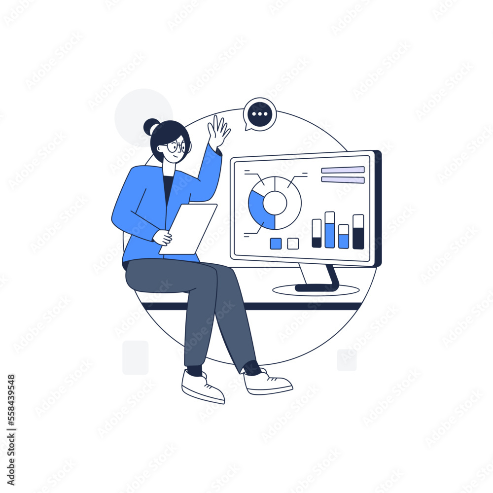 Canvas Prints data analyst man in outline illustration design