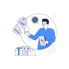 A colored outline illustration of half price 