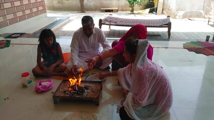 A ritual rite, for many religious and cultural holidays and events in the Indian tradition.