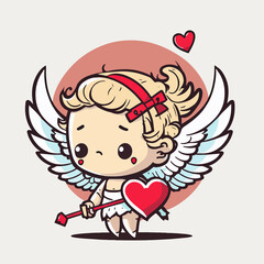 little angel with a heart on her chest