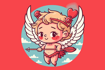 illustration of a cute valentine's cupid