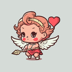 Obraz na płótnie Canvas little angel with a heart on her chest