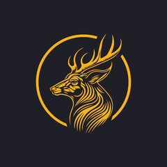 Deer logo illustration line art design template